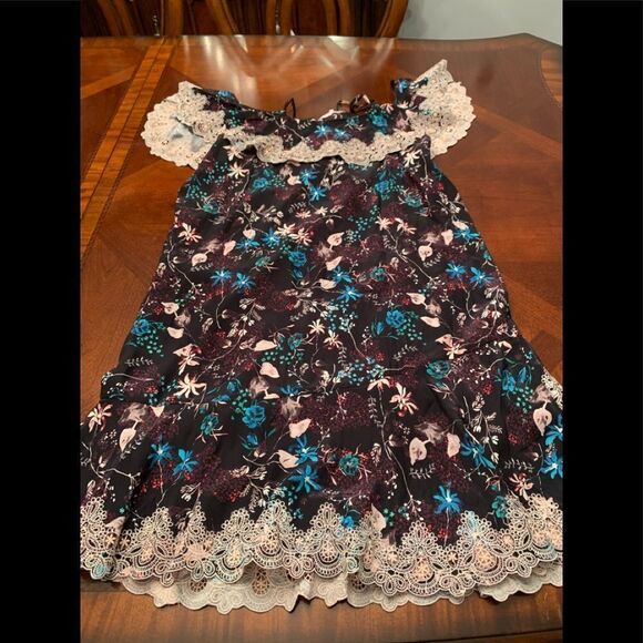 Parker thatcher crochet trim 100% silk mini dress💥 size S, NWT - Picture 6 of 11